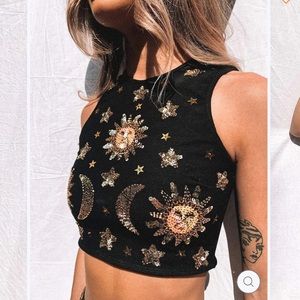 Her Pony the Label Stella Sequin Sparkle Mini Top Festival